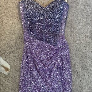 Elegant Purple Sequin Dress